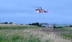 Coastguard Rescue helicopter airlifts casualties cut off on clifftops