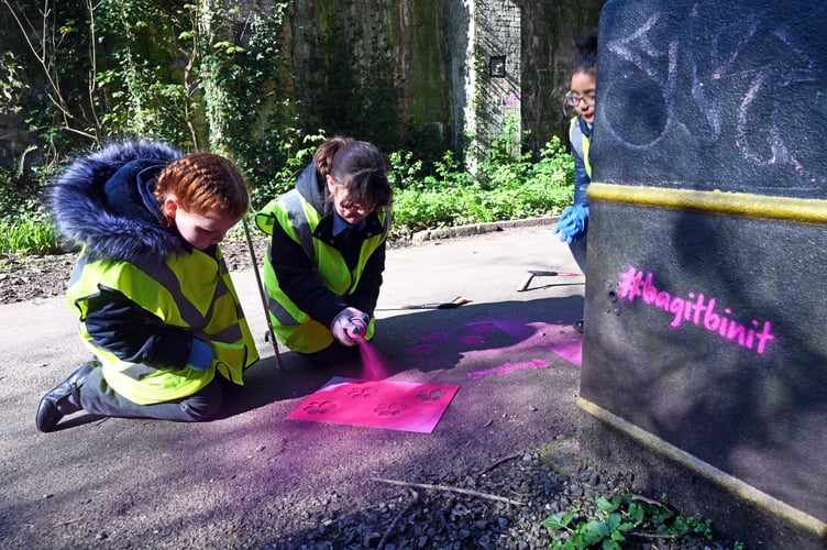Milford Haven Primary paw prints painting