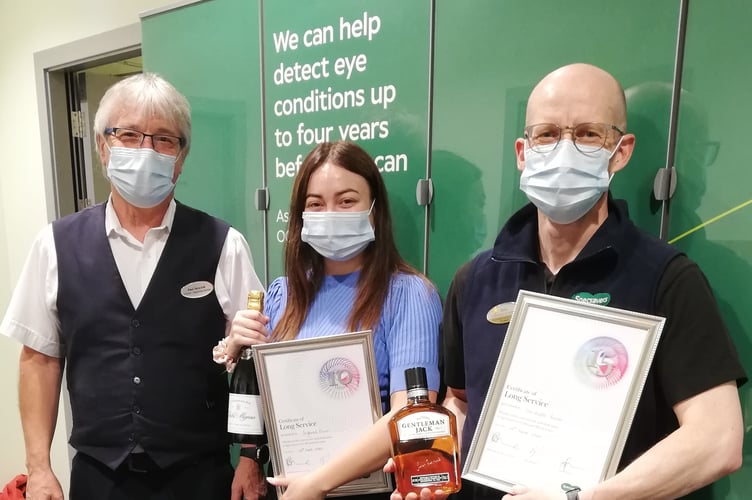 Specsavers Haverfordwest: Paul Skoczek, store director, Angharad Bowie, optometrist and Chris Rosser, optical assistant