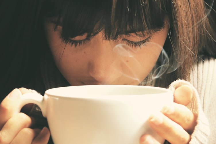 woman and mug - for warm rooms pieces