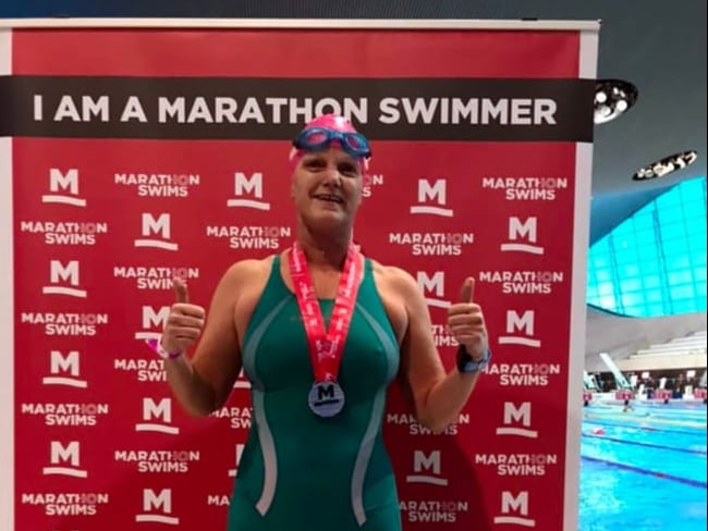 Tenby Aces' Ceire Merrison at the London 10km Swim