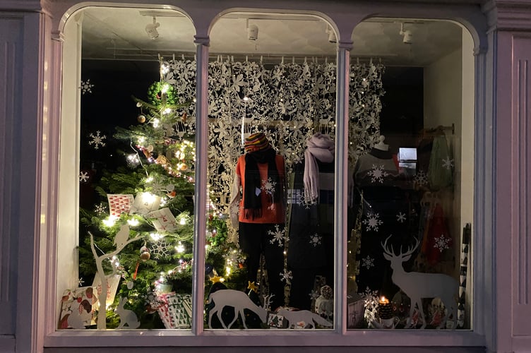 Christmas shop window at Pembroke Dock
