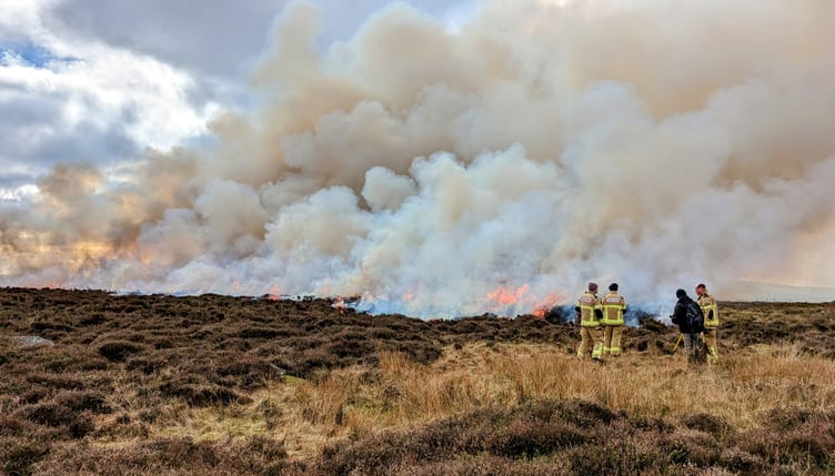 members of the Pembrokeshire Community Fire Safety team and Haverfordwest Station visited Carningli Mountain to oversee preparation works and a control burn