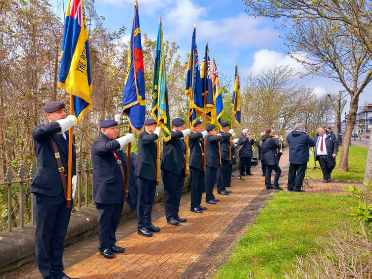 Standard bearers at the Anzac Memorial Service at Milford Haven