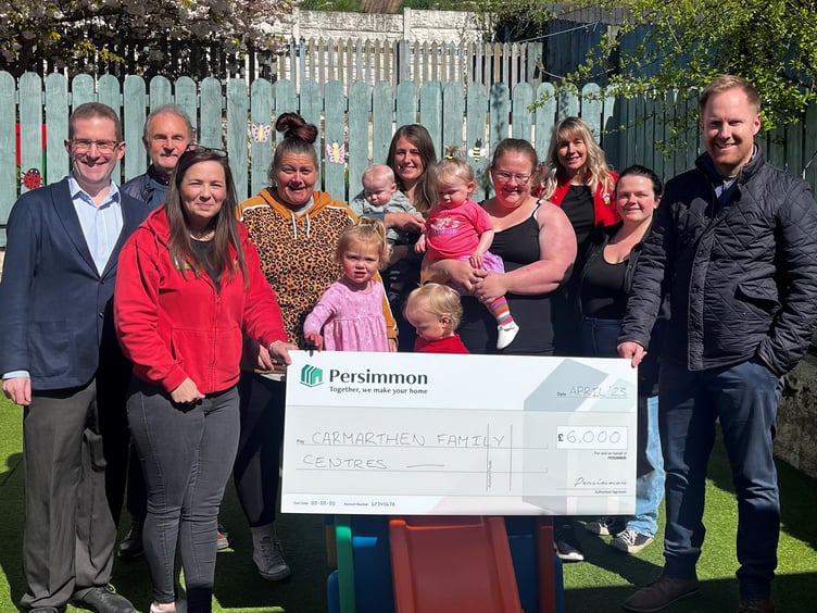 Persimmon Homes make the donation to Carmarthen Family Centres
