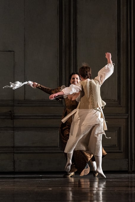 The Marriage of Figaro by Mozart;
Royal Opera House;
Covent Garden;
London, UK;
6  January 2022

Figaro:- Riccardo Fassi;
Susanna - Giulia Semenzato;
Count Almaviva - GermÃ¡n E. AlcÃ¡ntara; 
Countess Almaviva - Federica Lombardi;
Cherubino - Hanna Hipp;
Don Basilio - Gregory Bonfatti;
Marcellina - Monica Bacelli;
Gianluca Buratto - Bartolo;
Jeremy White - Antonio;
Alexandra Lowe - Barbarina;
Alasdair Elliott - Don Curzio;
Helen Withers - First Bridesmaid;
Miranda Westcott -Second Bridesmaid;

Conducted by Antonio Pappano;
Director - David McVicar;
Designer - Tanya McCallin;
Lighting designer - Paule Constable;
Movement director - Leah Hausman;

Photo Â© ROH by Clive Barda;