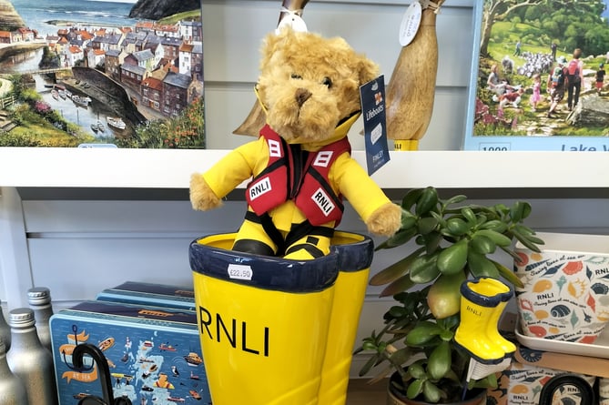 Yellow RNLI Wellies and teddy in life jacket