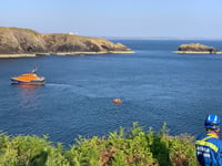 St Davids RNLI launch to multi-agency cliff rescue