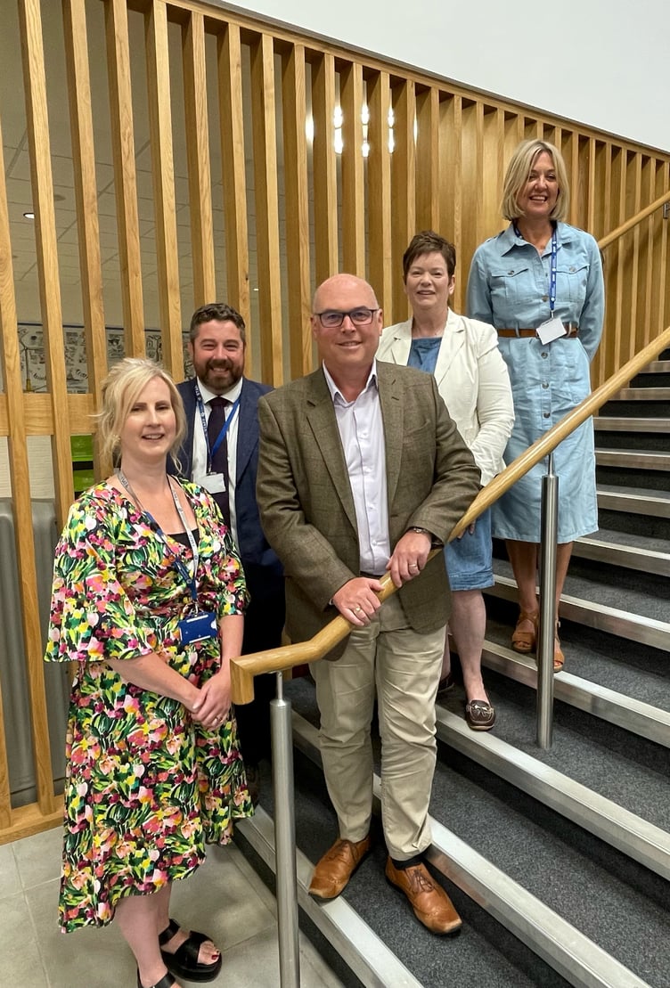 Alannah Simmons (Quality Assurance Manager). Arwyn Williams (Head of Faculty), Paul Davies MS, Jackie Mathias (Assistant Principal), Hayley Williams (Curriculum Development Manager)