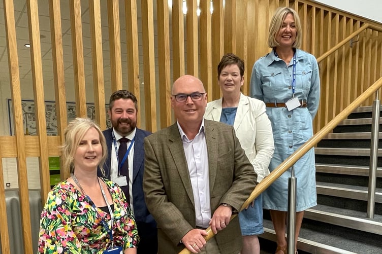 Alannah Simmons (Quality Assurance Manager). Arwyn Williams (Head of Faculty), Paul Davies MS, Jackie Mathias (Assistant Principal), Hayley Williams (Curriculum Development Manager)