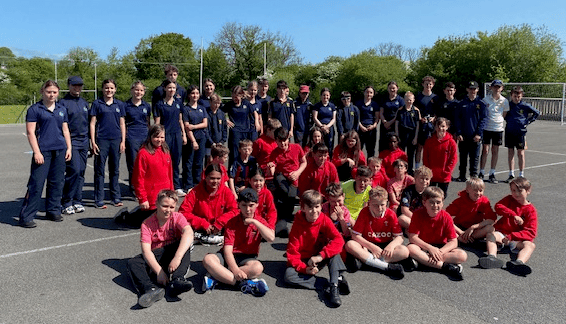 Girls and boys at Haberdashers’ Monmouth Schools delivered a fun-packed cricket coaching session to the children Narberth Community Primary School during a successful three-day tour of the region.