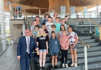 Roch School pupils visit the Senedd and speak to local MS Paul Davies