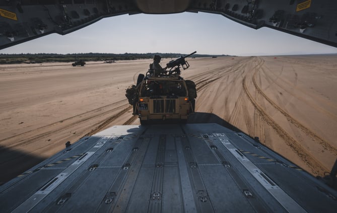 See SWNS story SWNAbeach. How's this for a day at the beach? Huge military transport planes have been spotted landing on Pembrey Sands in West Wales. The RAF Atlas A400Ms have been carrying out beach landing training at the coastal spot this week. They also practiced the insertion of so-called pathfinders, specialised soldiers dropped into place in order to set up and operate drop zones. Incredible pictures show the crews of the Brize Norton-based LXX and 30 Squadrons carrying out the objectives.