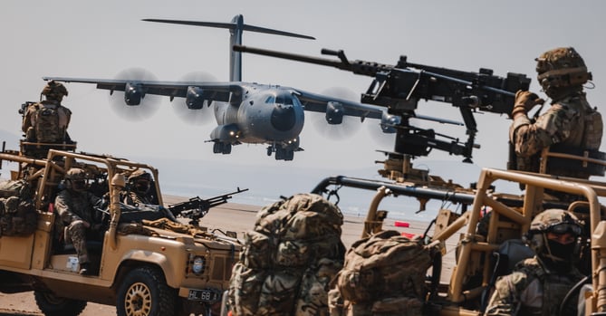 See SWNS story SWNAbeach. How's this for a day at the beach? Huge military transport planes have been spotted landing on Pembrey Sands in West Wales. The RAF Atlas A400Ms have been carrying out beach landing training at the coastal spot this week. They also practiced the insertion of so-called pathfinders, specialised soldiers dropped into place in order to set up and operate drop zones. Incredible pictures show the crews of the Brize Norton-based LXX and 30 Squadrons carrying out the objectives.