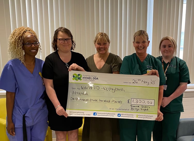 Joanne Scott - cheque presentation to Withybush Hospital