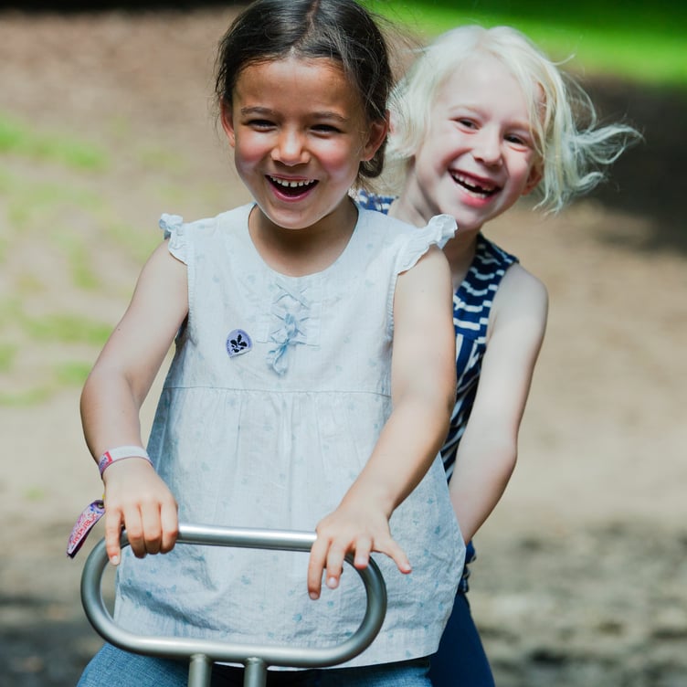 Children in the adventure playground at Belton House, Lincolnshire.