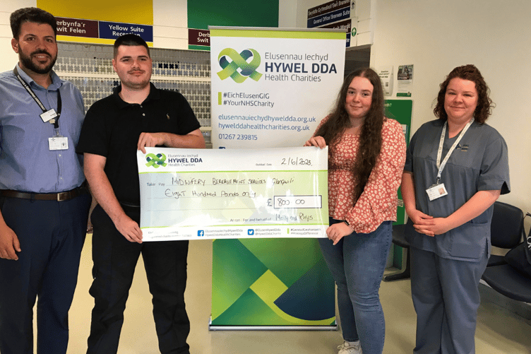 £800 raised for Glangwili Bereavement Midwifery Team
