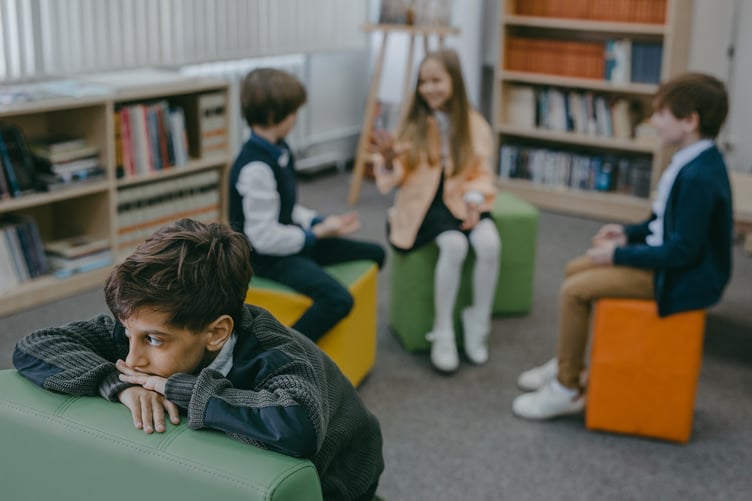 Loner in school library