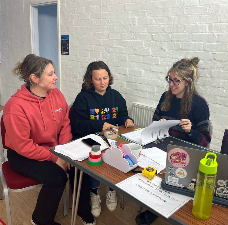 From left to right: Assistant Stage Managers Bethan Elsbury and Rebecca Evans with Stage Manager Tyla Thomas.
