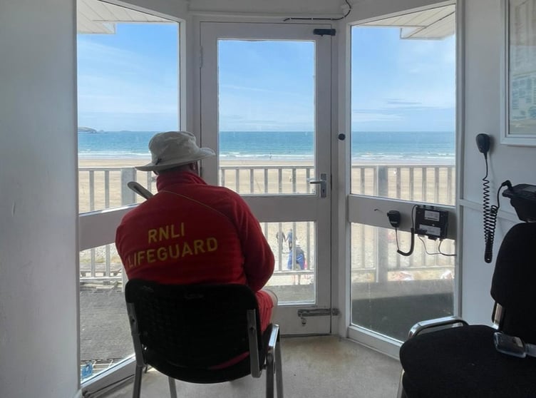 Lifeguard overlooking beach