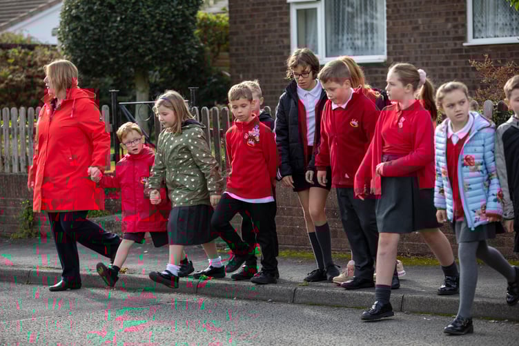 Pupils in Caldicot walk to school