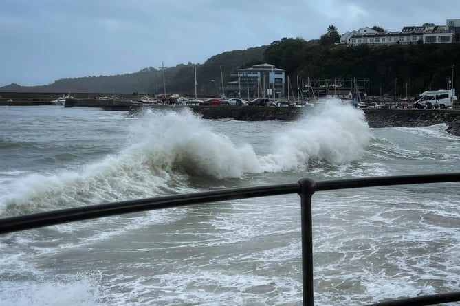 High waves breaking at Saundersfoot