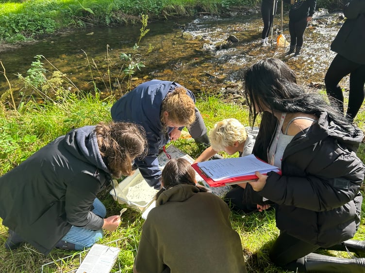 Ysgol Harri Tudur students collecting data