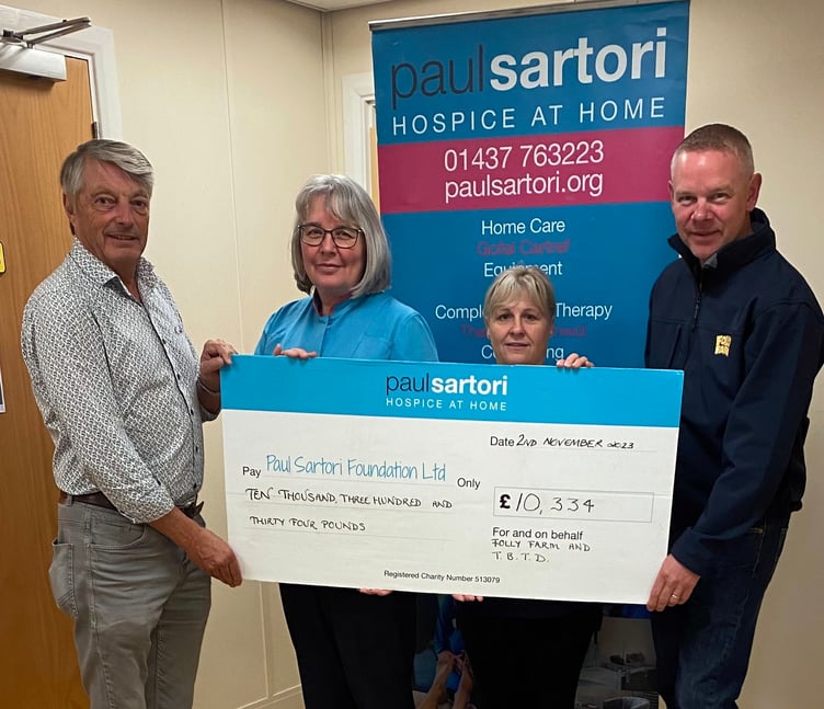 Pictured are event organiser Phil Thompson MBE, Lynn Hunter and Nicola Wheeler (Paul Sartori Foundation) and Chris Ebsworth (Folly Farm).