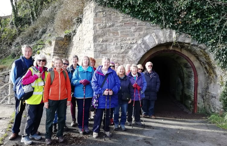 The Steadies at the entrance to one of the historic dramway tunnels at Saundersfoot.