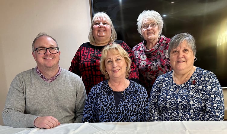 Pictured at the front are County Cllr Marc Tierney (Narberth Urban), Cathy Howells (Treasurer) and Town Cllr Denise Rigby (Secretary).
Back Row: Julie Howells and Ann Morris (Chair).