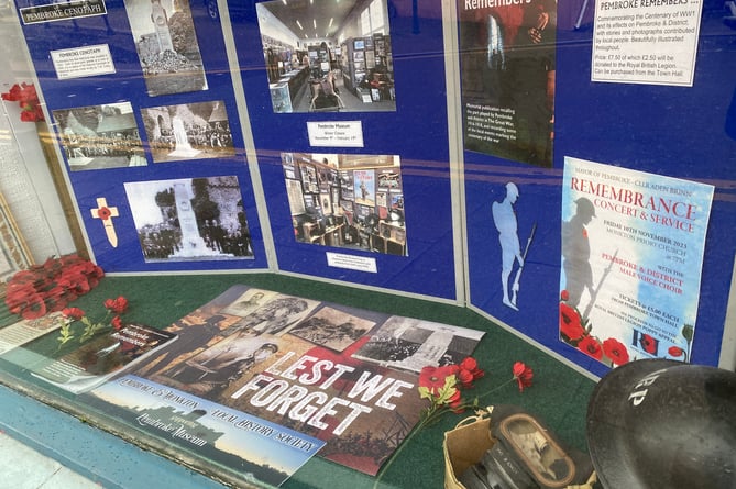 Pembroke Remembers - History Society display in shop window