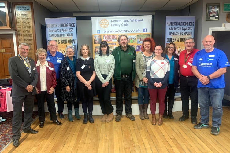 Charity representatives with Rotarian president Phil Thompson