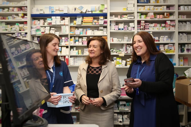 Eluned Morgan at the electronic prescription launch in Rhyl, November 2023