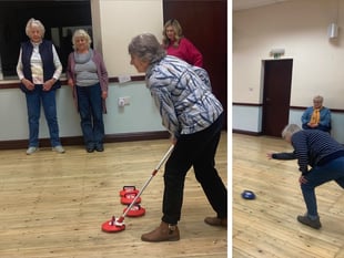 Cosheston WI has a go at kurling