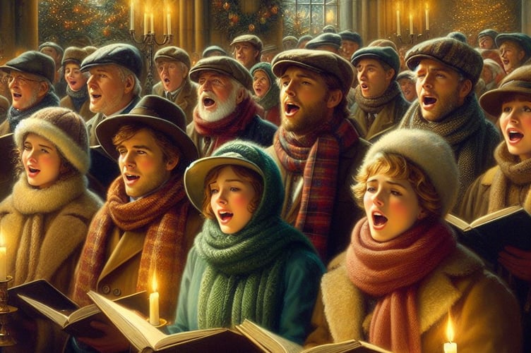 Carol singing in church or hall