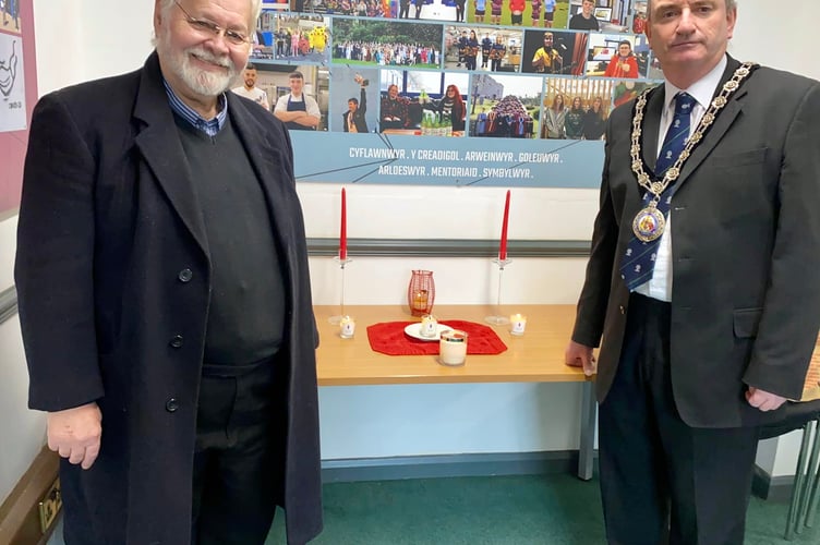 Bryan Haddon with Cllr Thomas Baden Tudor at Pembrokeshire College