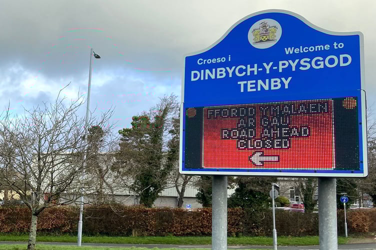 Tenby flood sign
