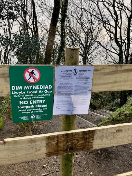 The impact of heavy rainfall on the access steps to Monkstone beach.