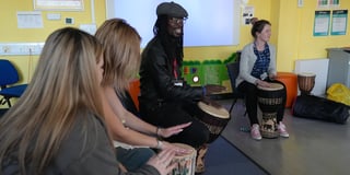 Childcare students learn art of drumming