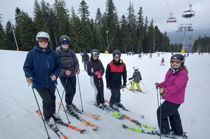 The younger element of the TSC Committee, Max, Tom, Harri, Lily, Emma, and Ben, enjoying a break in Borovets Ski Resort, Bulgaria, this week.