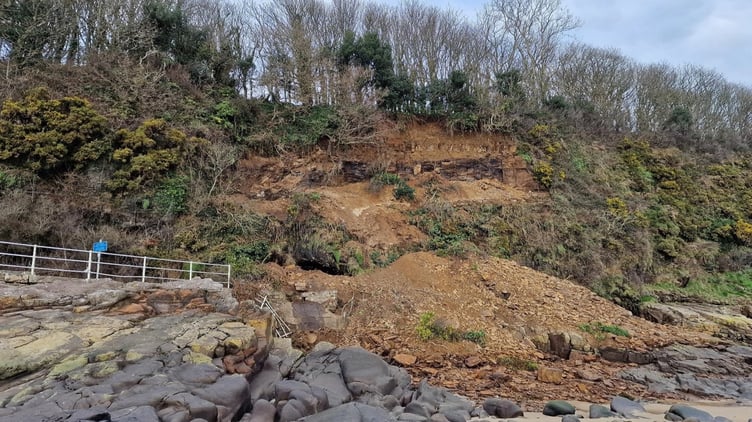 Landslip on NCN 4 Wisemans Bridge path