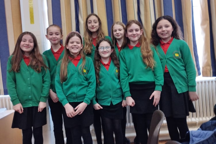 A singing group of pupils of Llys Hywel school, Whitland at the Eisteddfod