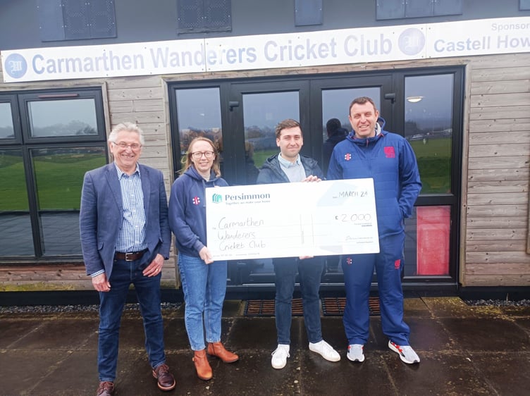 The cheque presentation at Camarthen Wanderers Cricket Club