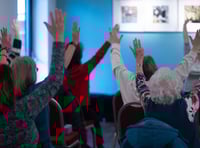 Ladies of Hundleton WI try out chair yoga