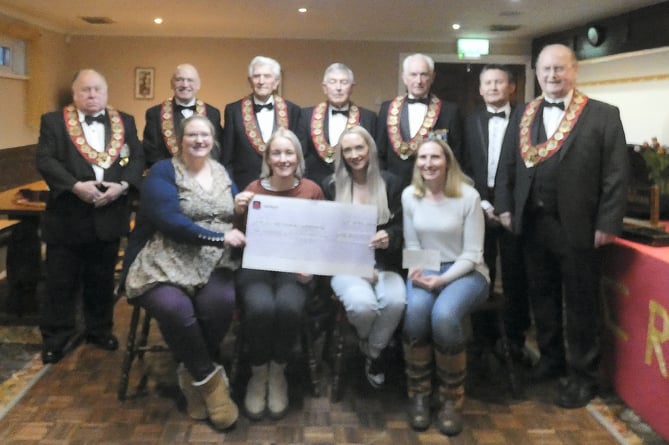 At their April meeting, members of the Narberth Castle Lodge 7166 presented representatives of the Cylch Meithrin Playgroup with a cheque for £150 for the benefit of the children in their care.
