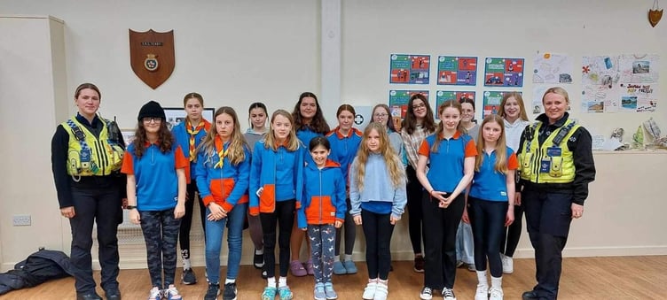 Local PCSOs Ffion and Steph received a lovely welcome recently from Tenby Guides at the Guide and Scouts Hall on Warren Street, where they had a discussion about internet safety.