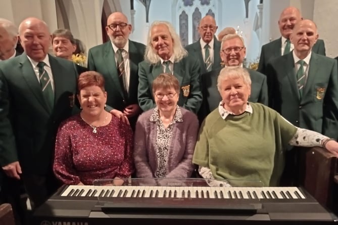 The Musical team of Alyson Griffiths, Carole Rees and Juliet Rossiter supported by choristers following the Pembroke and District Male Voice concert at Angle Church.
