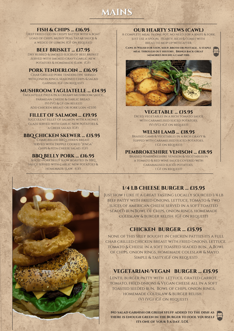 Belgrave Hotel Tenby - Menu page 1