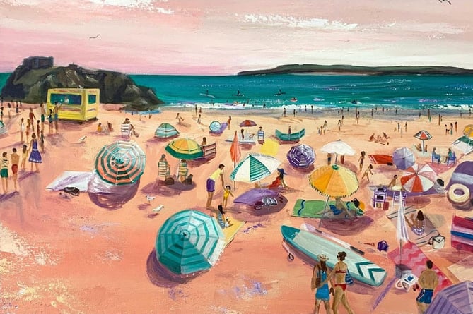 Painting of Castle Beach Tenby by Rachel Rasmussen