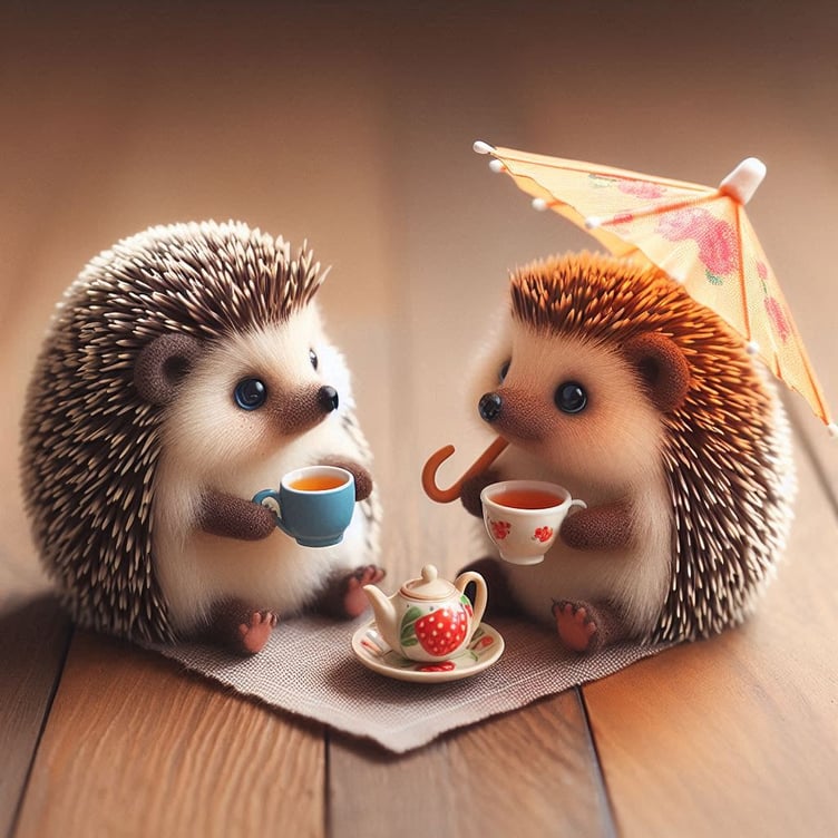 Hedgehogs taking tea